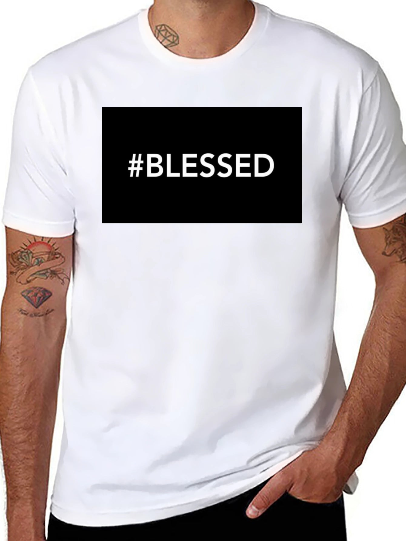 #Blessed Graphic Tee - Black Casual T-Shirt for Men