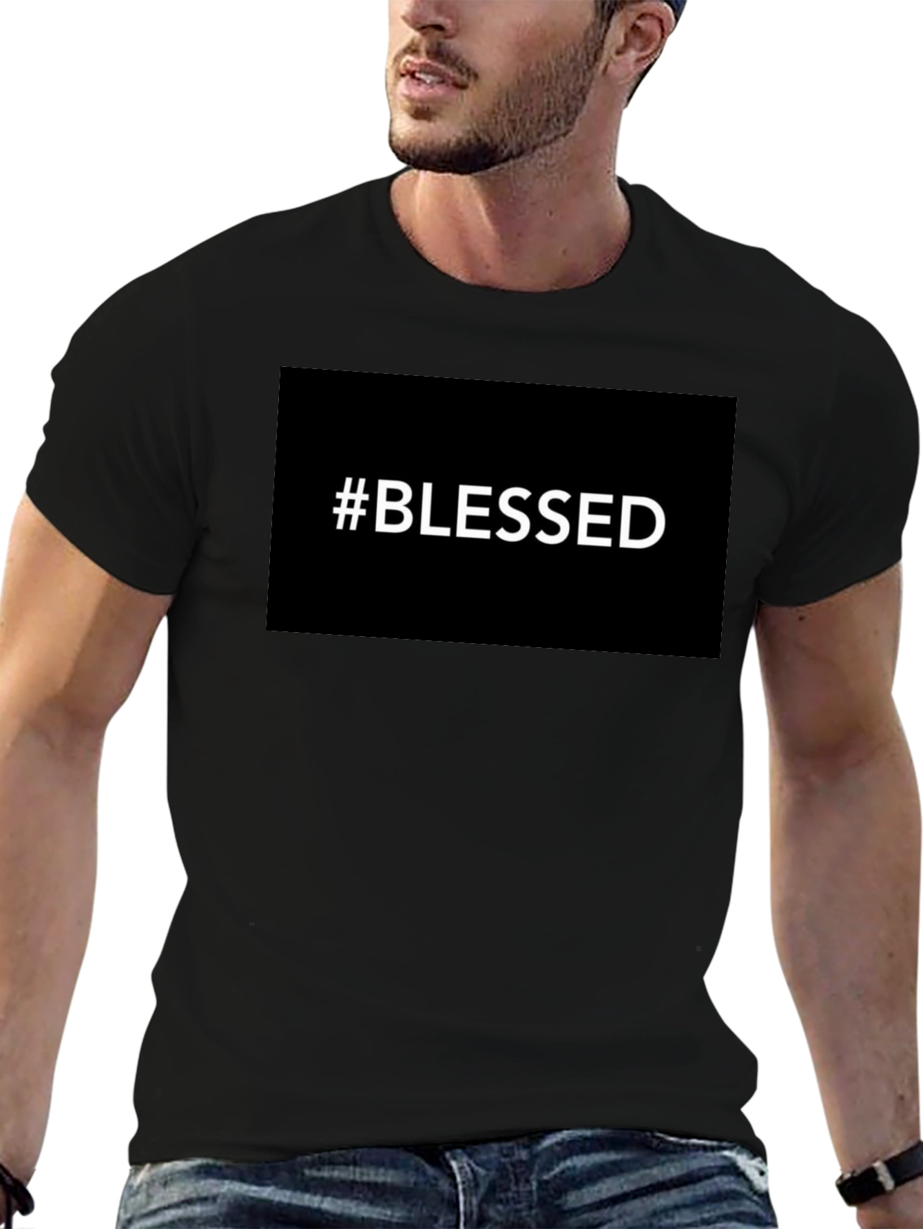 #Blessed Graphic Tee - Black Casual T-Shirt for Men
