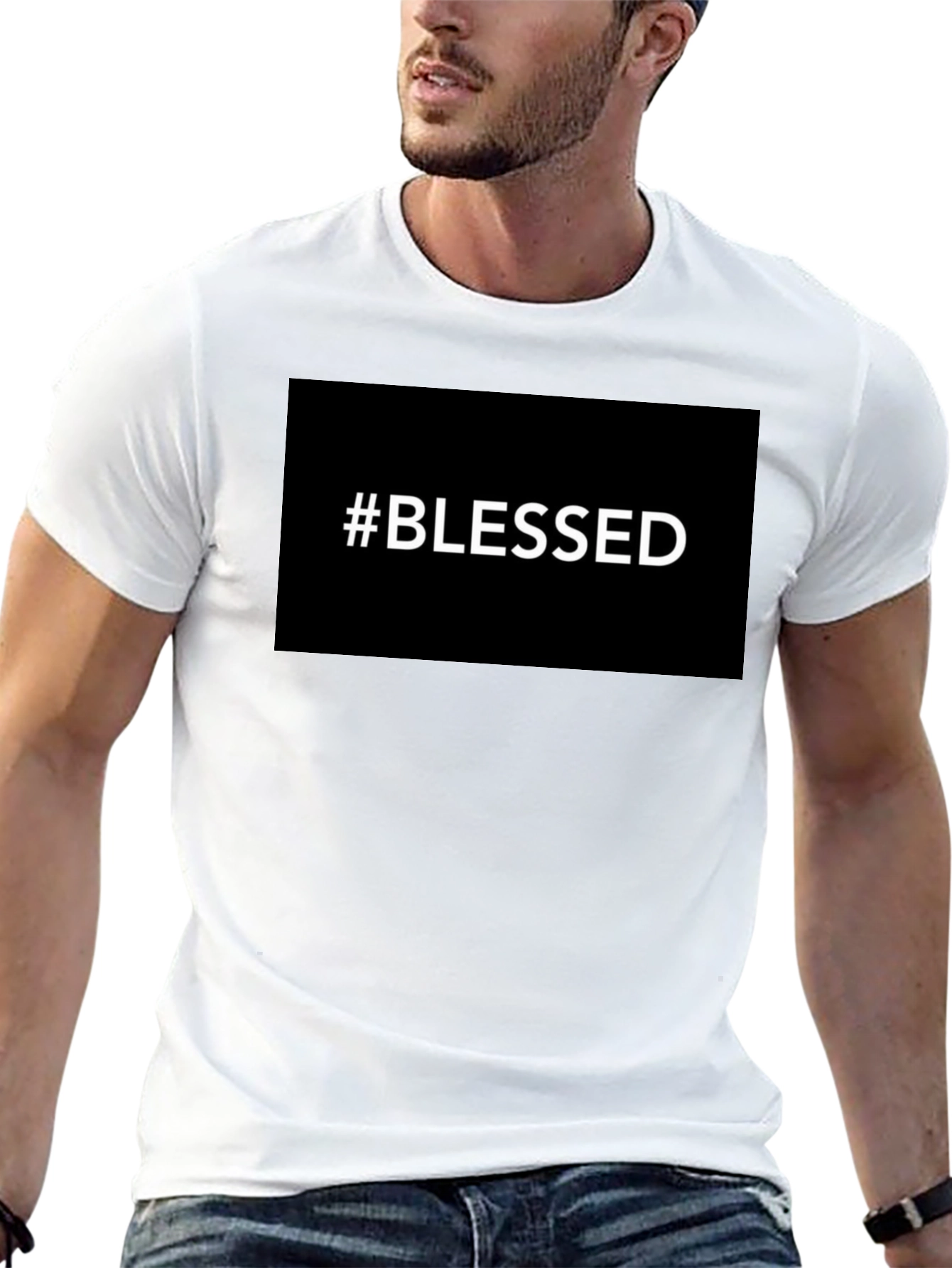 #Blessed Graphic Tee - Black Casual T-Shirt for Men