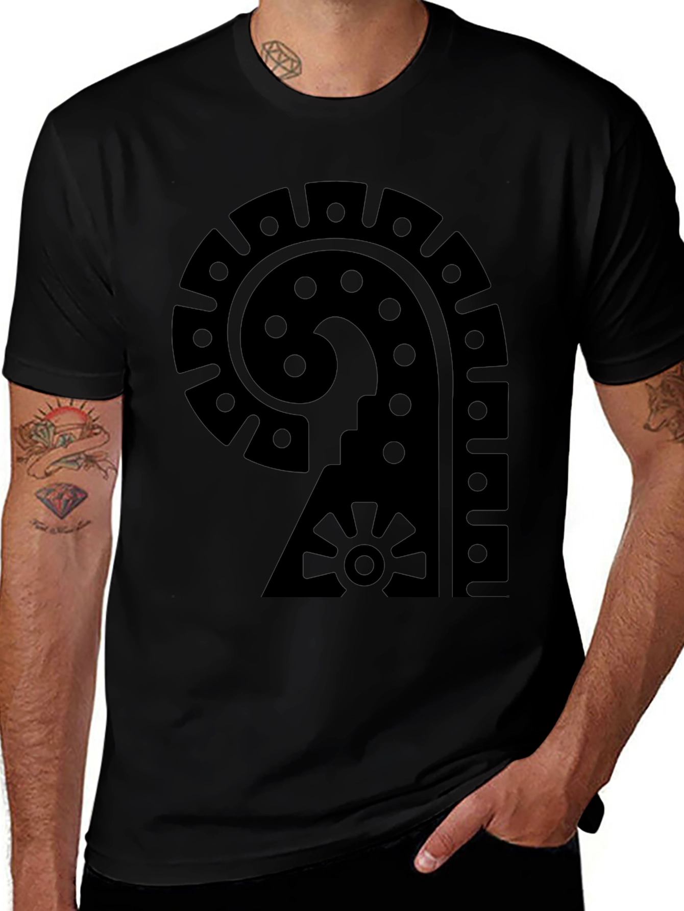 Aztec Symbol Graphic Black T-Shirt