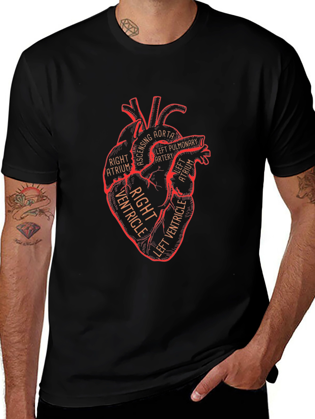Anatomical Heart Graphic T-Shirt - Black