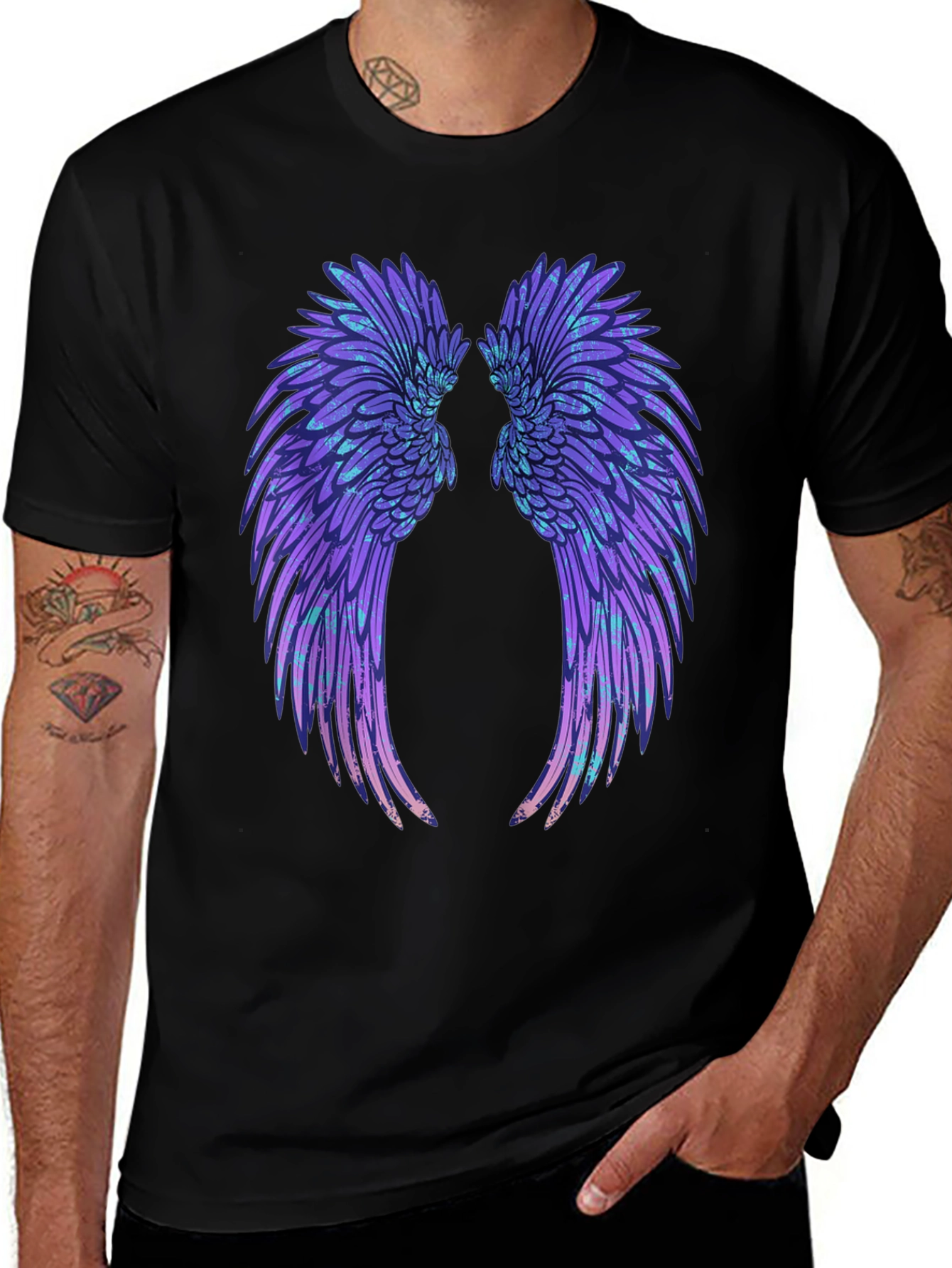 Angel Wings Graphic Black T-Shirt