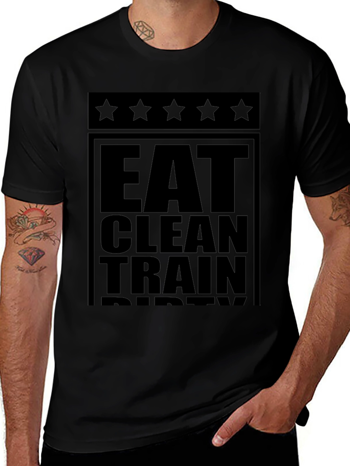 Eat Clean Train Dirty Black Graphic Tee