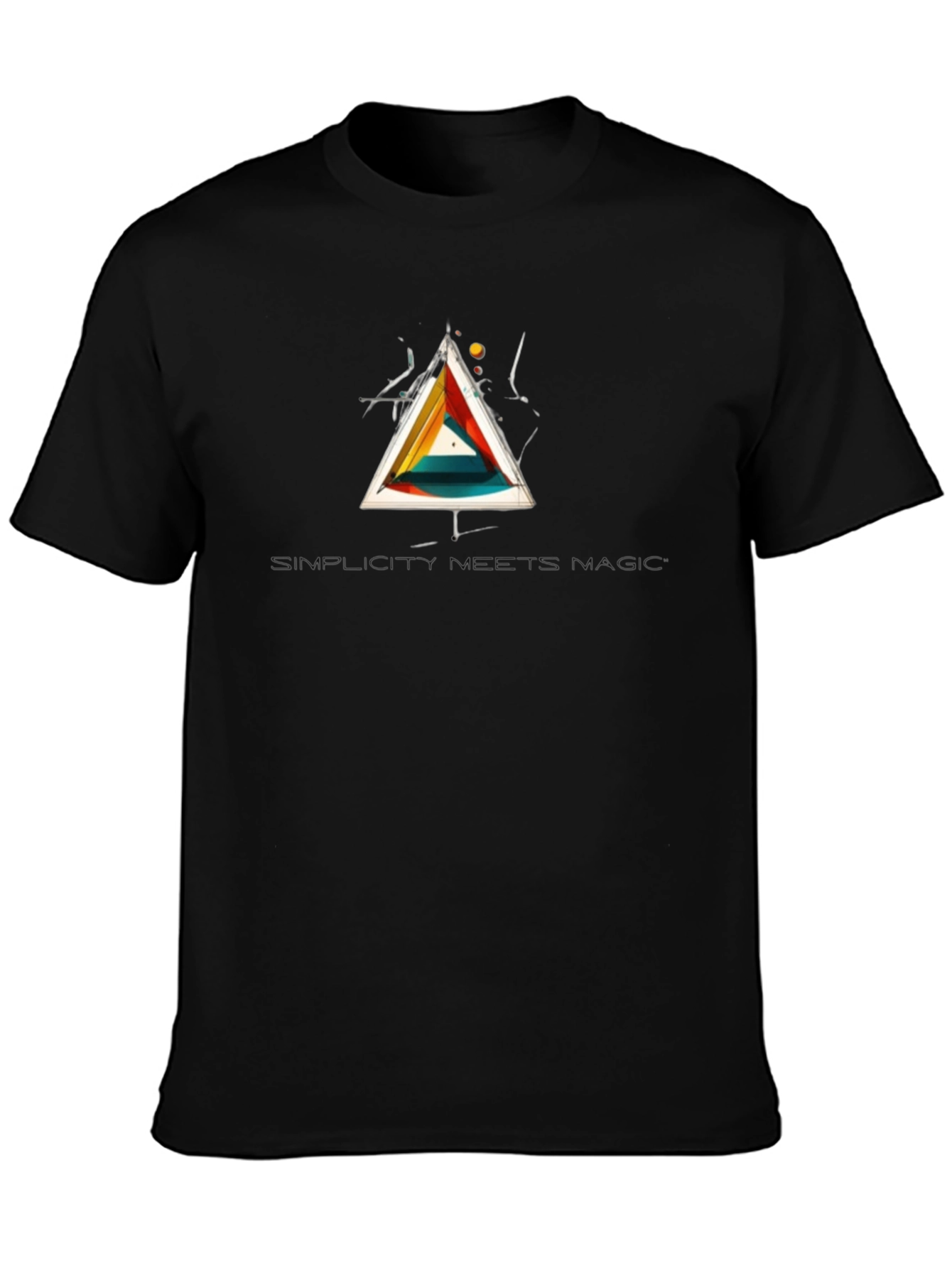 Abstract Triangle Graphic Black T-Shirt