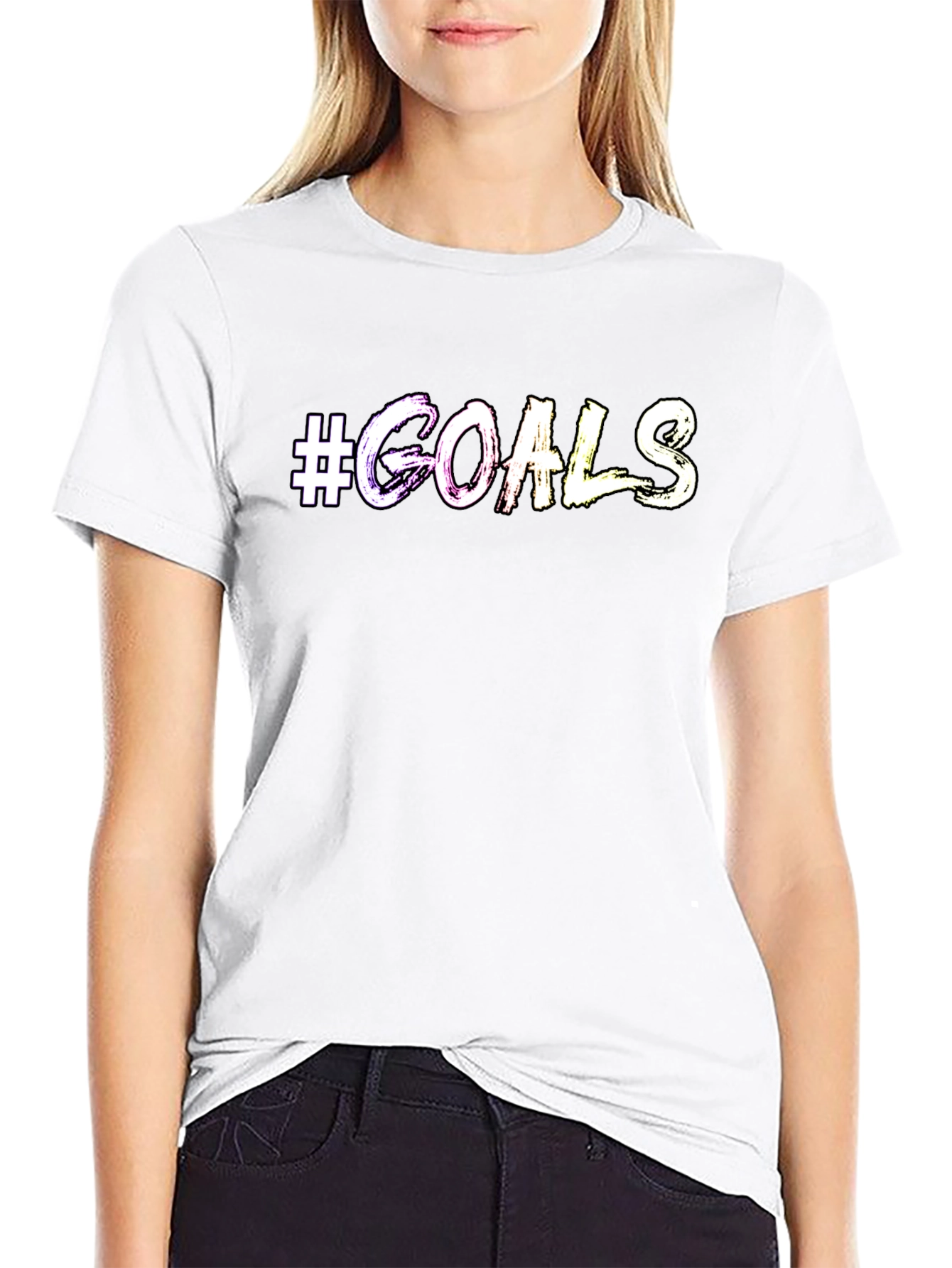 #Goals Graphic Print Crew Neck T-Shirt