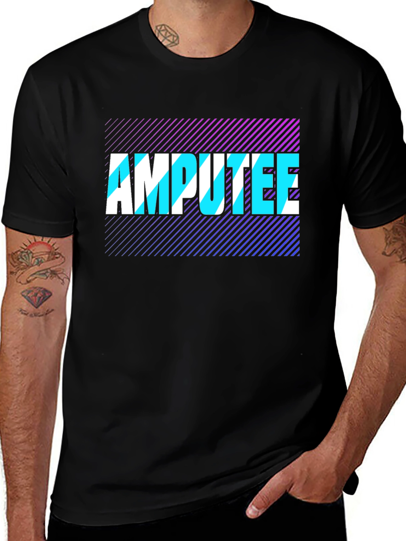 Amputee Graphic Tee - Black Cotton T-Shirt
