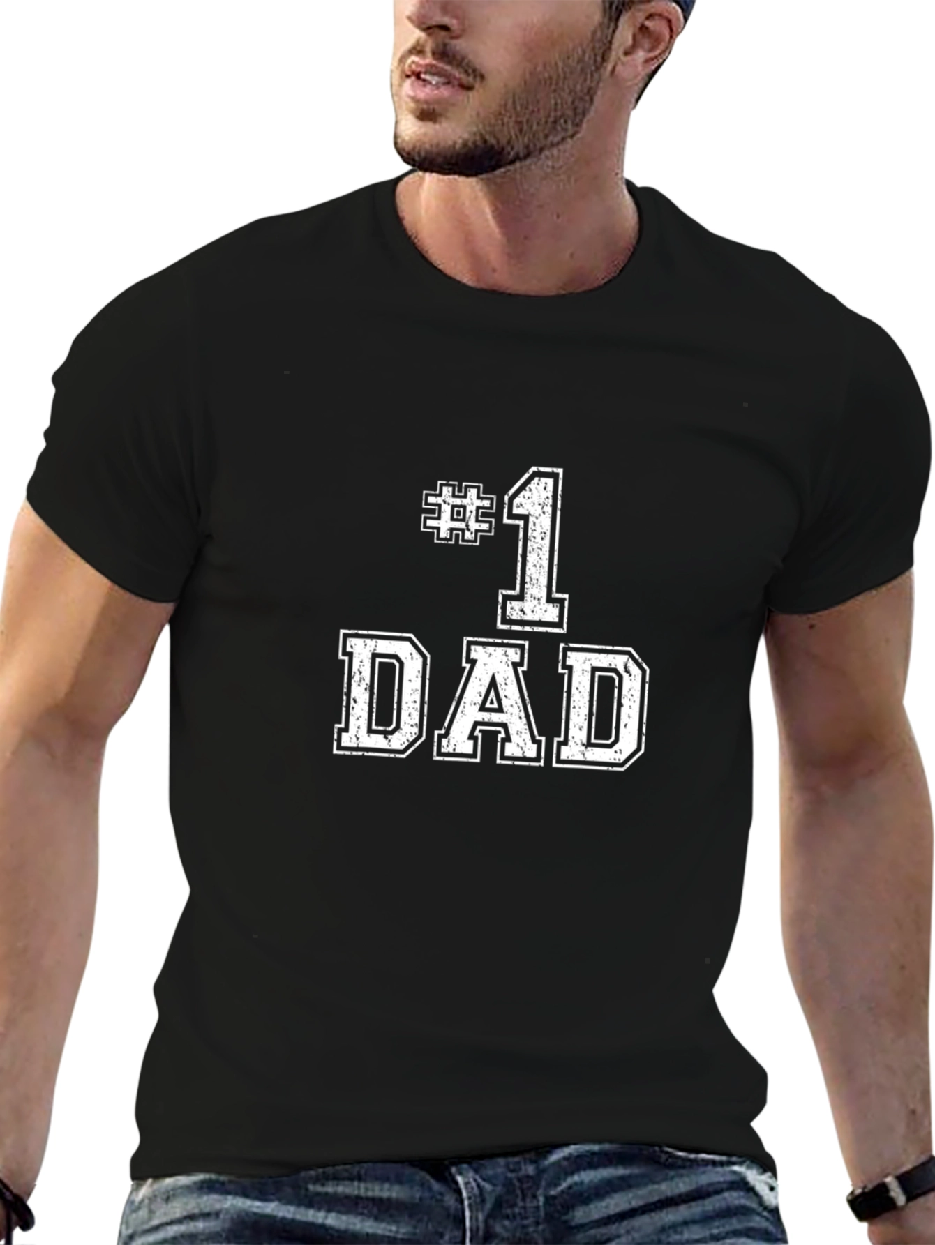 #1 Dad T-Shirt - Fathers Day Gift Black Cotton Tee