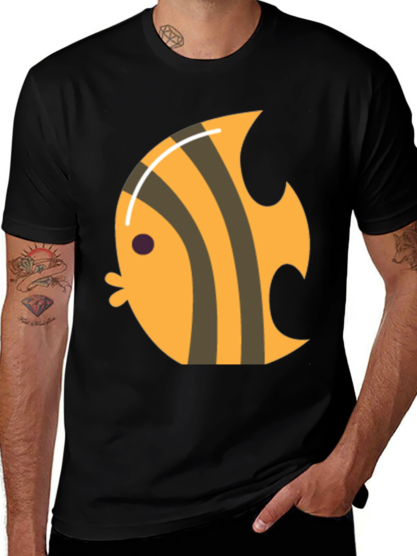 Angelfish Graphic Tee - Black Cotton T-Shirt