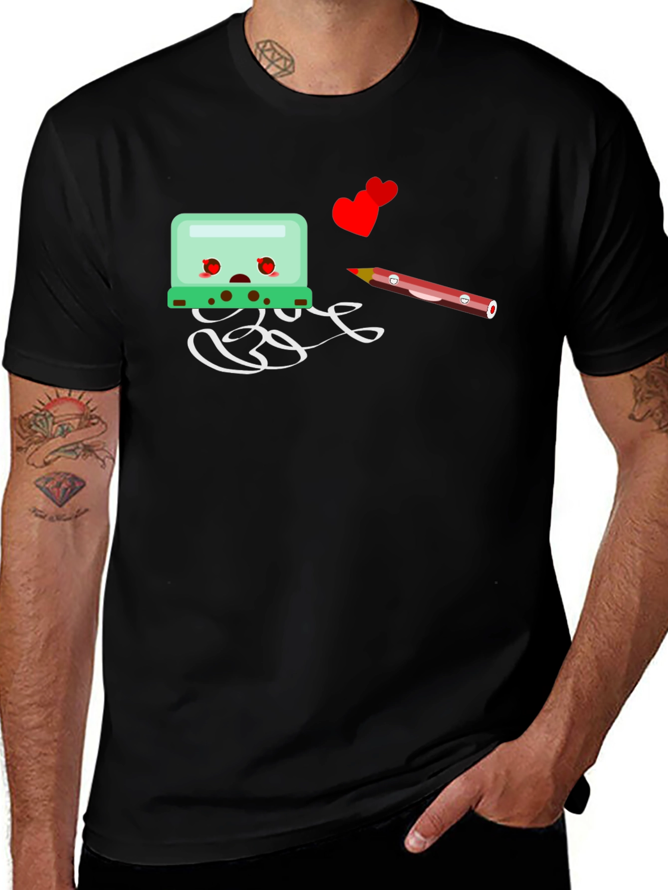 Cartoon-Themed Black Graphic Tee