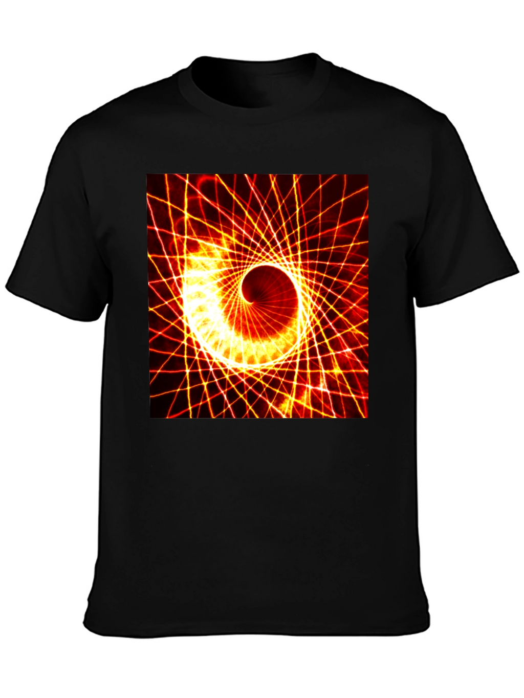 Geometric Spiral Graphic Tee - Black