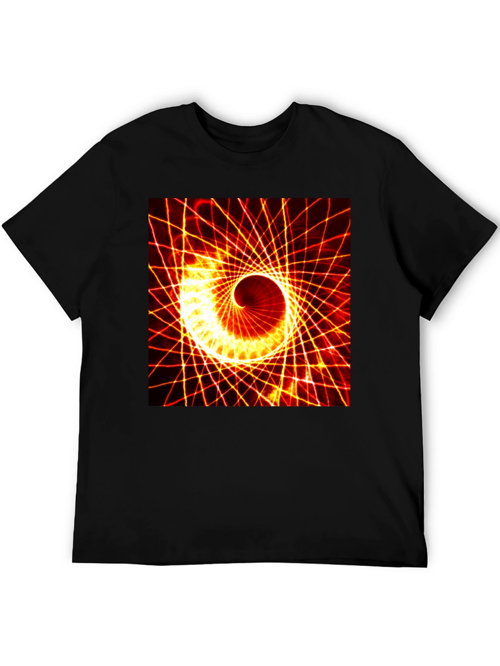 Geometric Spiral Graphic Tee - Black