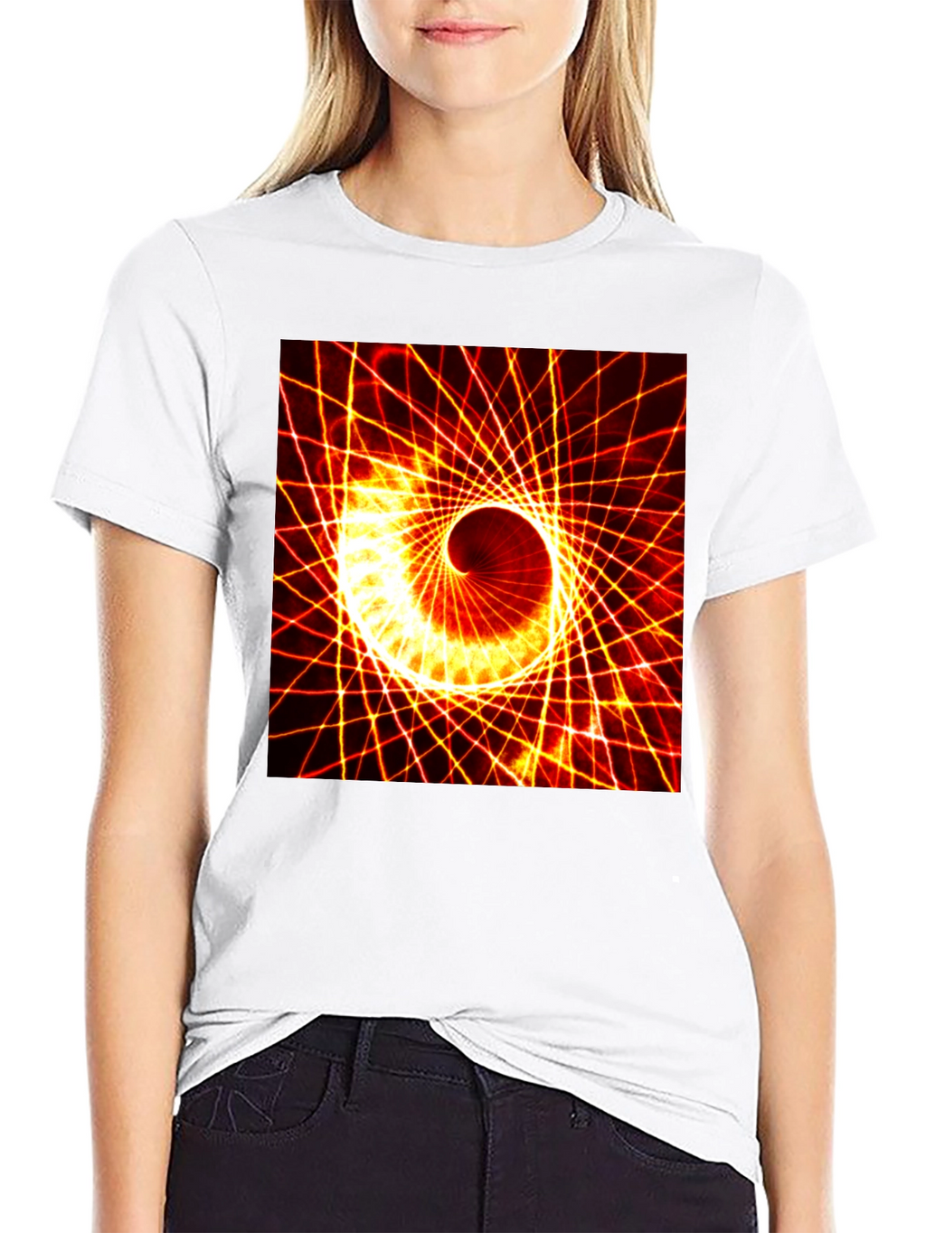 Geometric Spiral Graphic Tee - Black