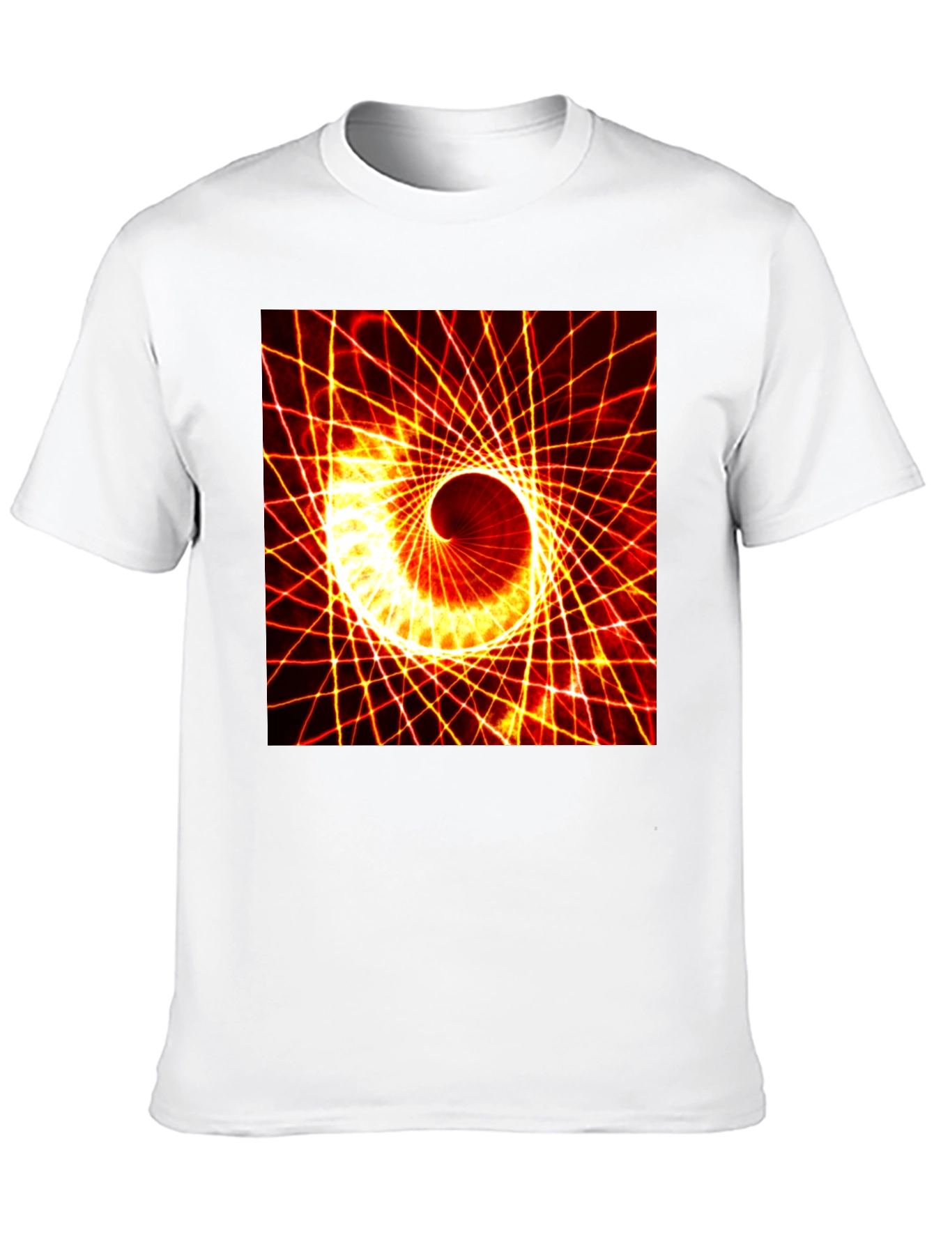Geometric Spiral Graphic Tee - Black
