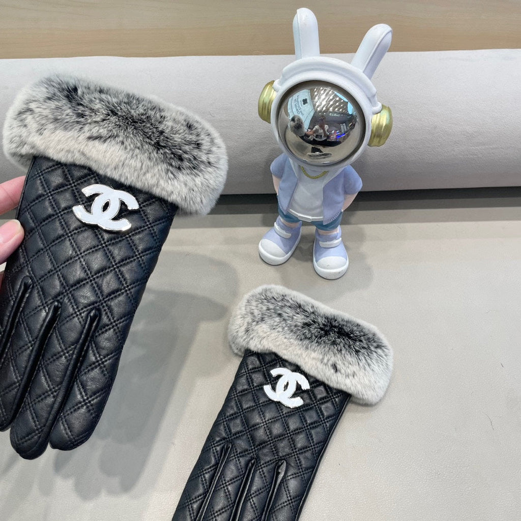 GLOVES IN BLACK LAMBSKIN WITH RABBIT FUR 463793