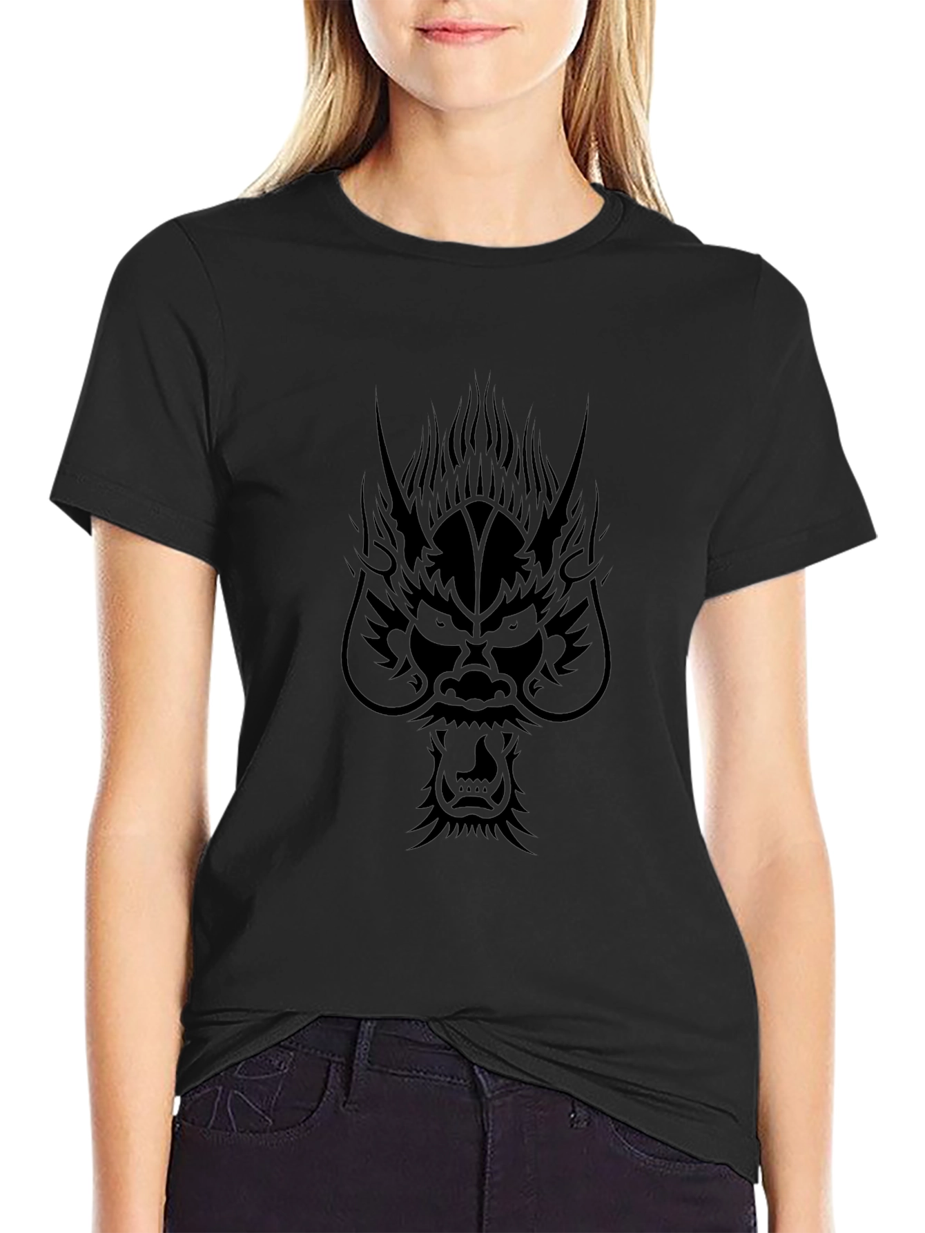 Dragon Graphic Print Black T-Shirt