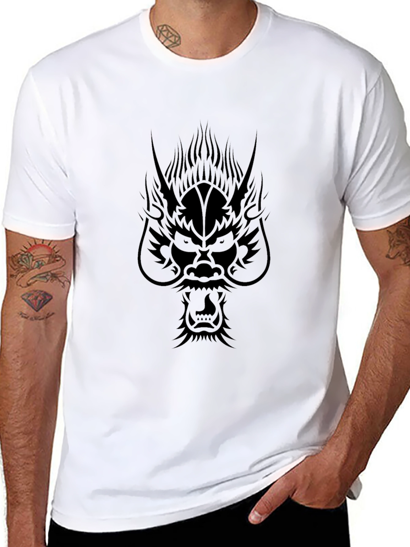 Dragon Graphic Print Black T-Shirt