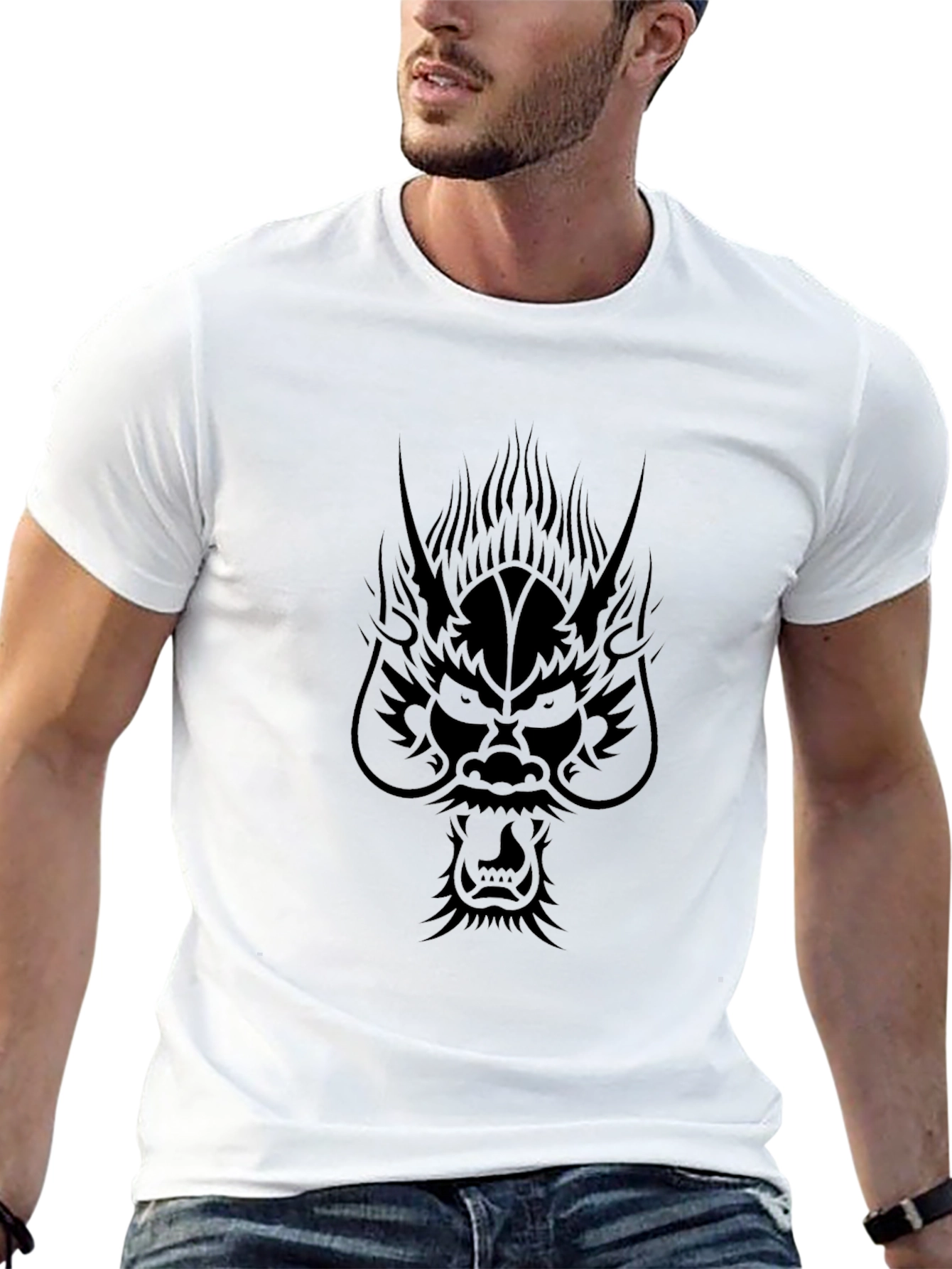 Dragon Graphic Print Black T-Shirt