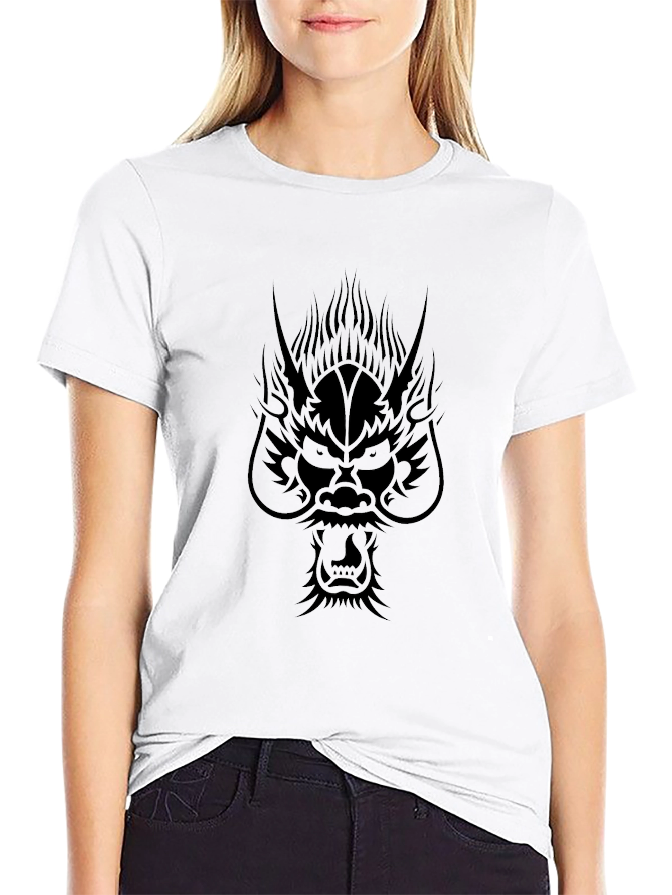 Dragon Graphic Print Black T-Shirt