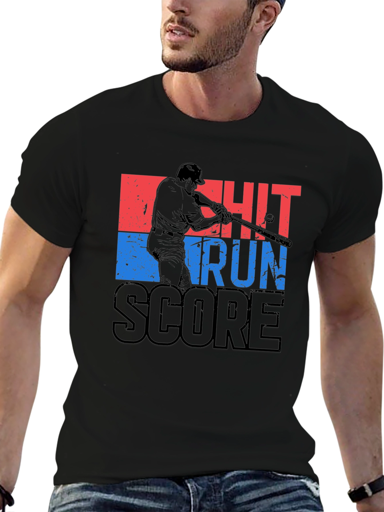 Baseball Hit Run Score Graphic Tee