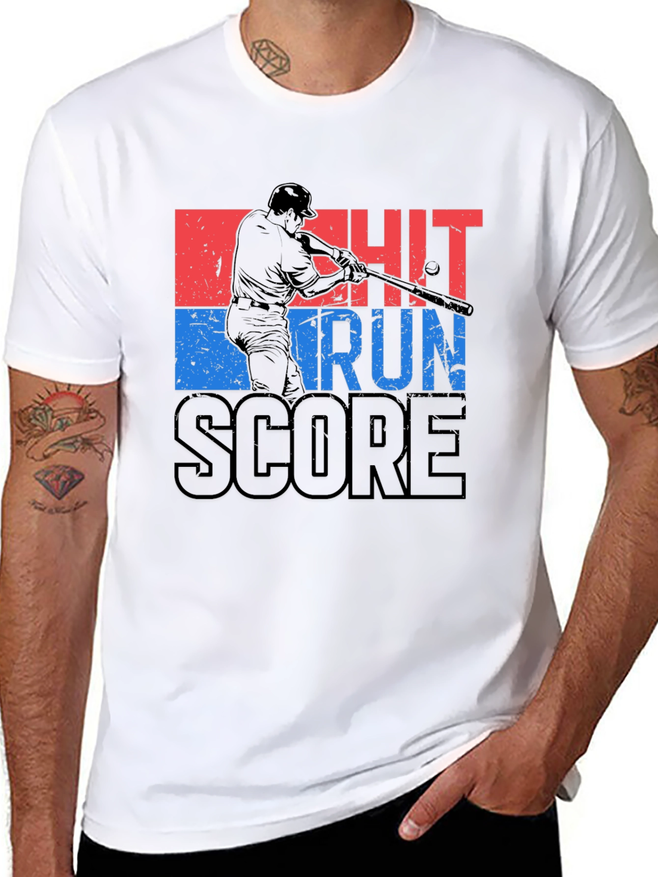 Baseball Hit Run Score Graphic Tee