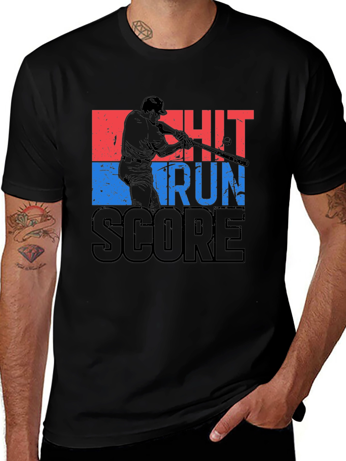Baseball Hit Run Score Graphic Tee