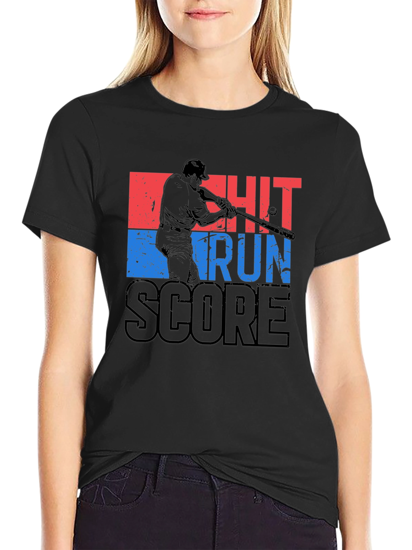 Baseball Hit Run Score Graphic Tee