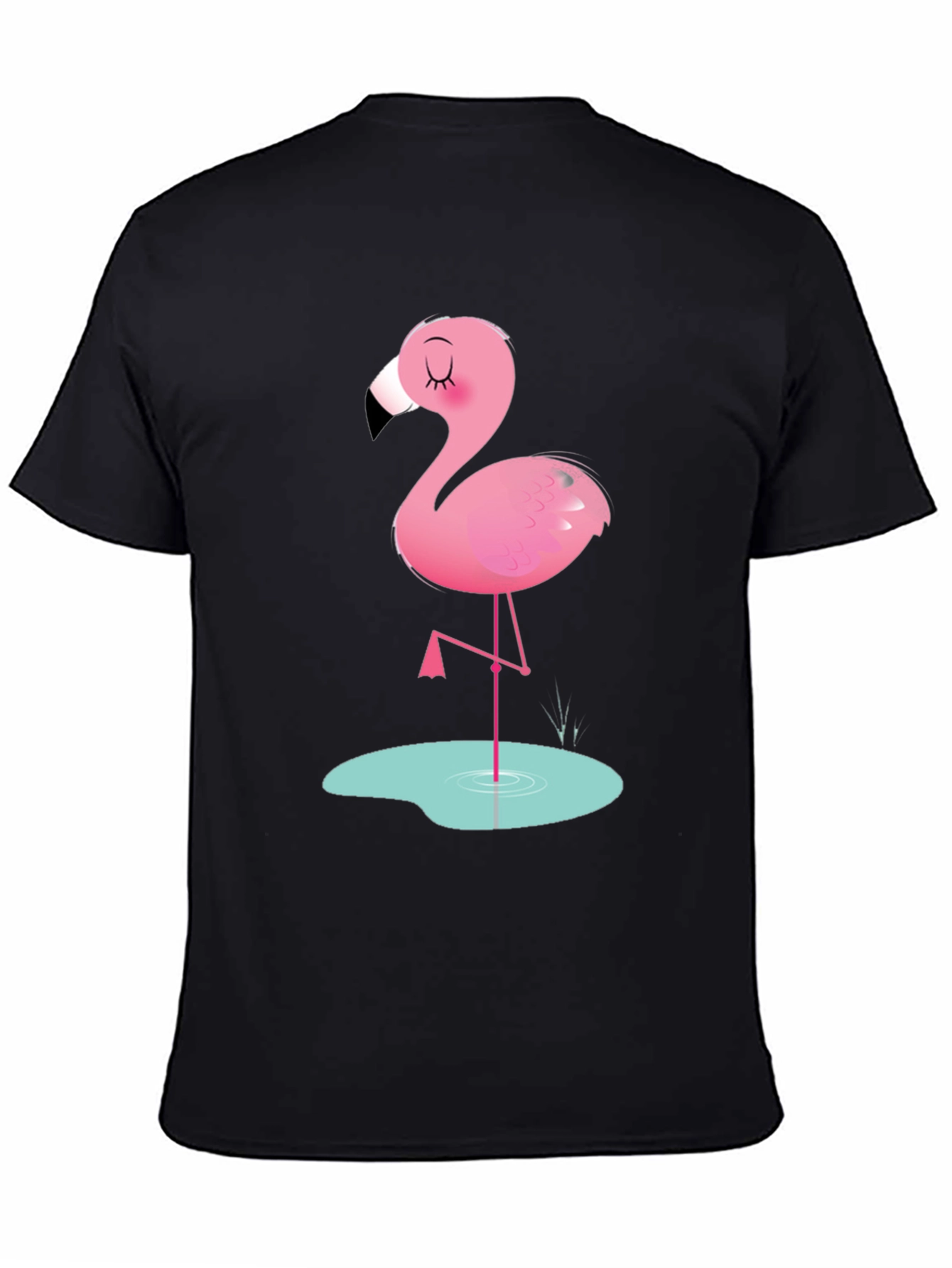 Cool Flamingo Graphic Tee - Soft Black Cotton