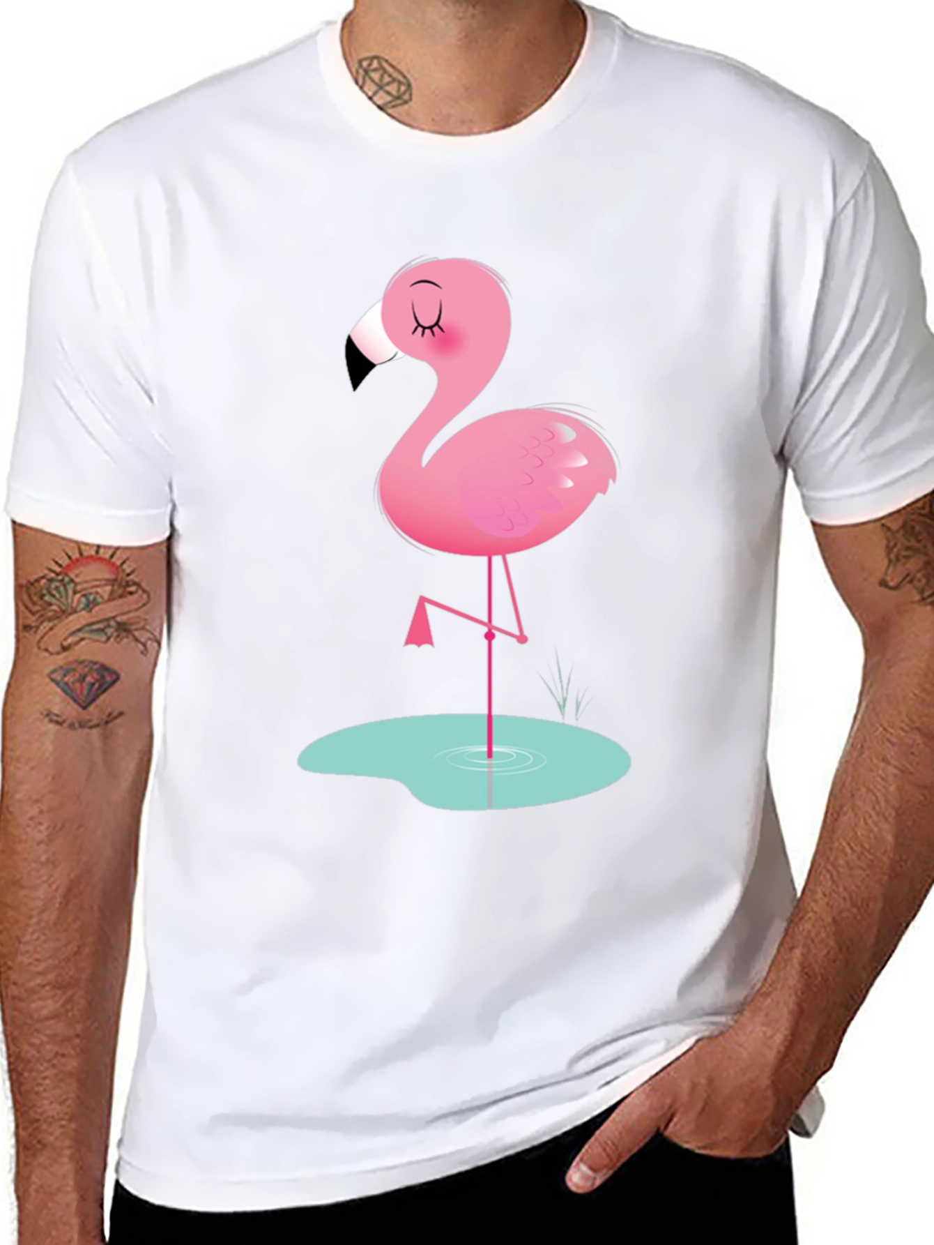 Cool Flamingo Graphic Tee - Soft Black Cotton