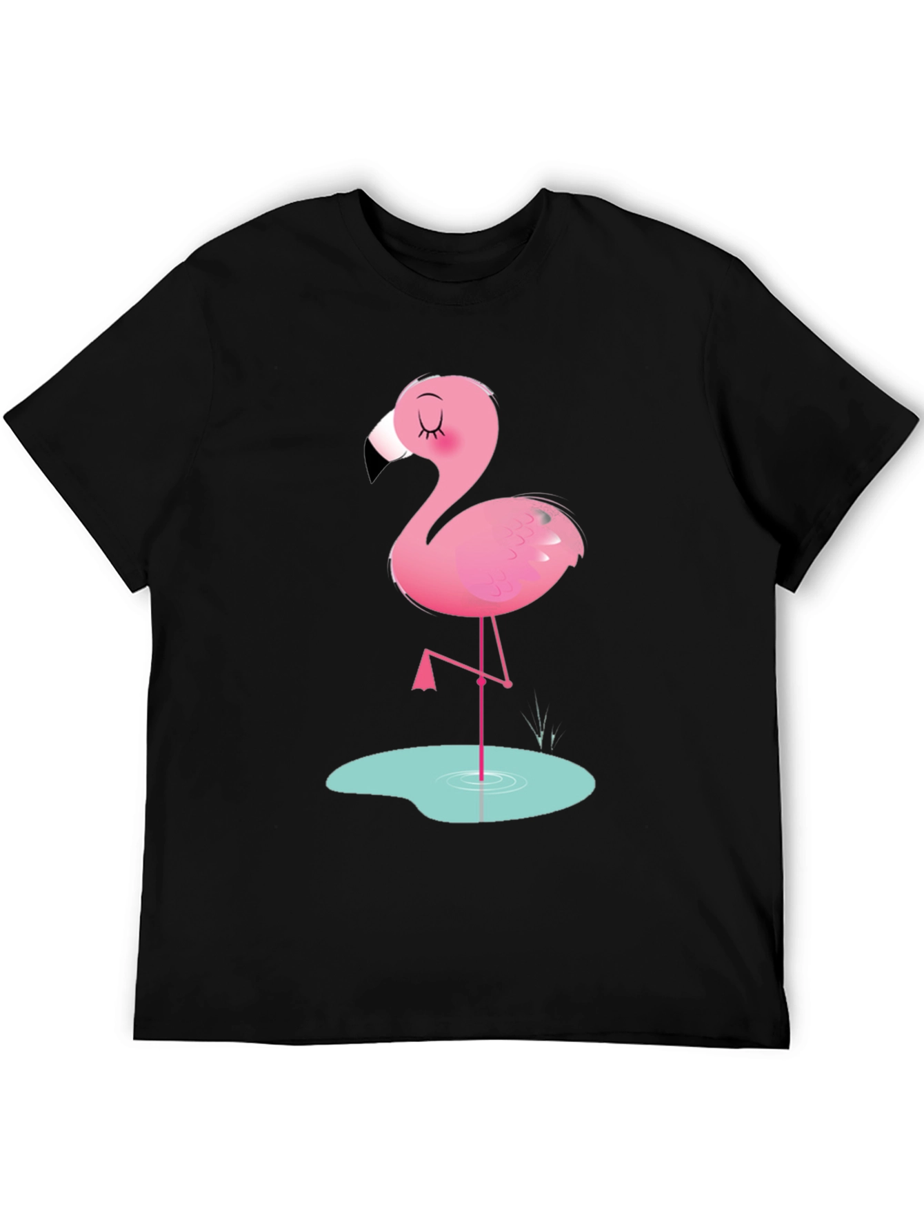 Cool Flamingo Graphic Tee - Soft Black Cotton