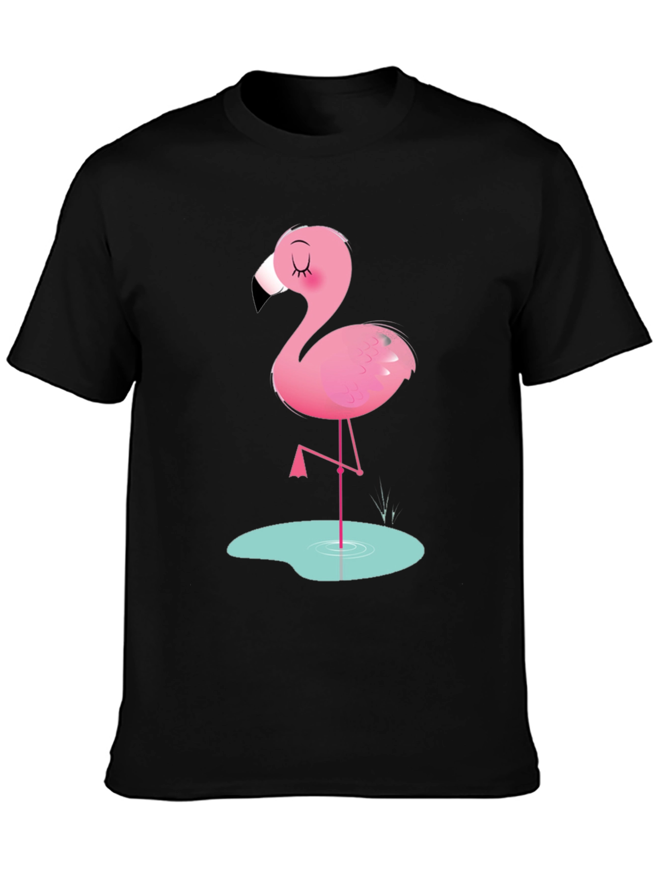 Cool Flamingo Graphic Tee - Soft Black Cotton