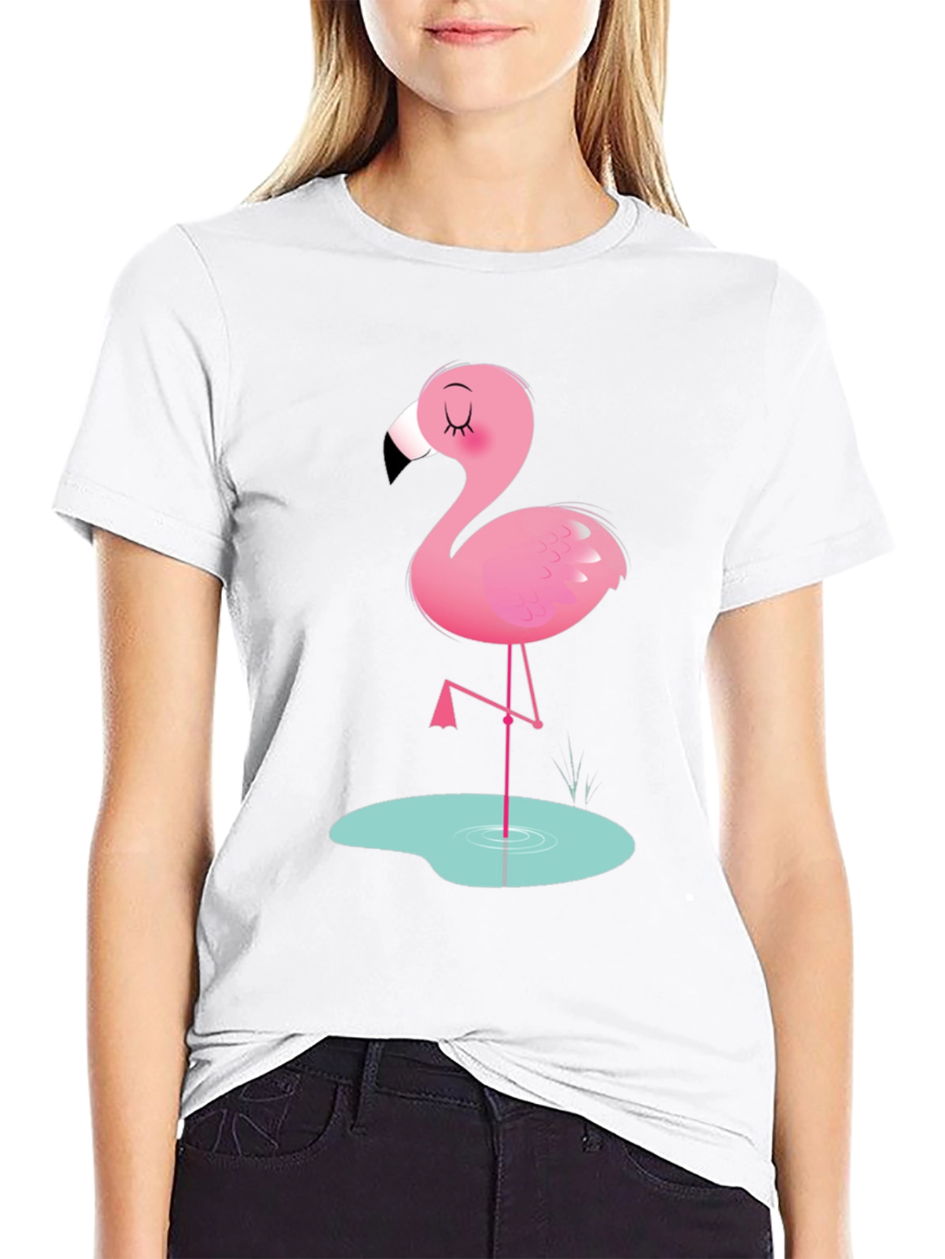 Cool Flamingo Graphic Tee - Soft Black Cotton