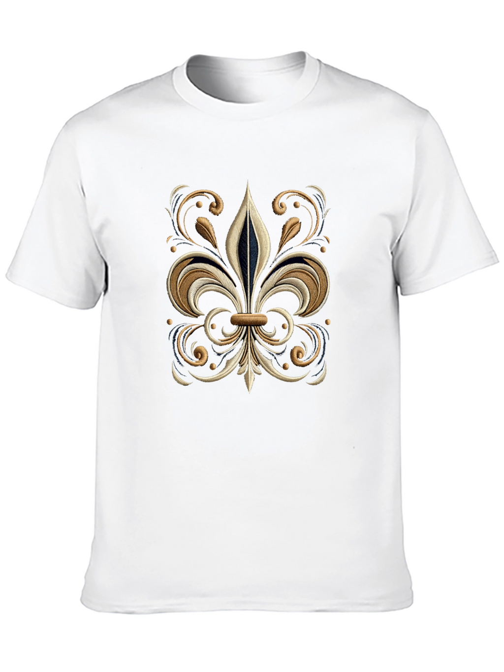 Embroidered Fleur-de-Lis Black T-Shirt