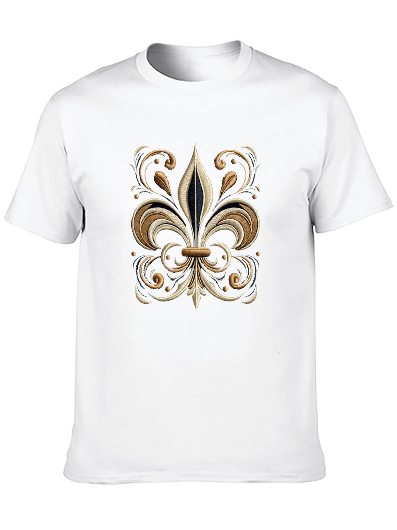 Embroidered Fleur-de-Lis Black T-Shirt