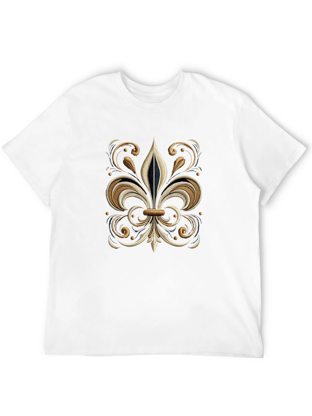Embroidered Fleur-de-Lis Black T-Shirt