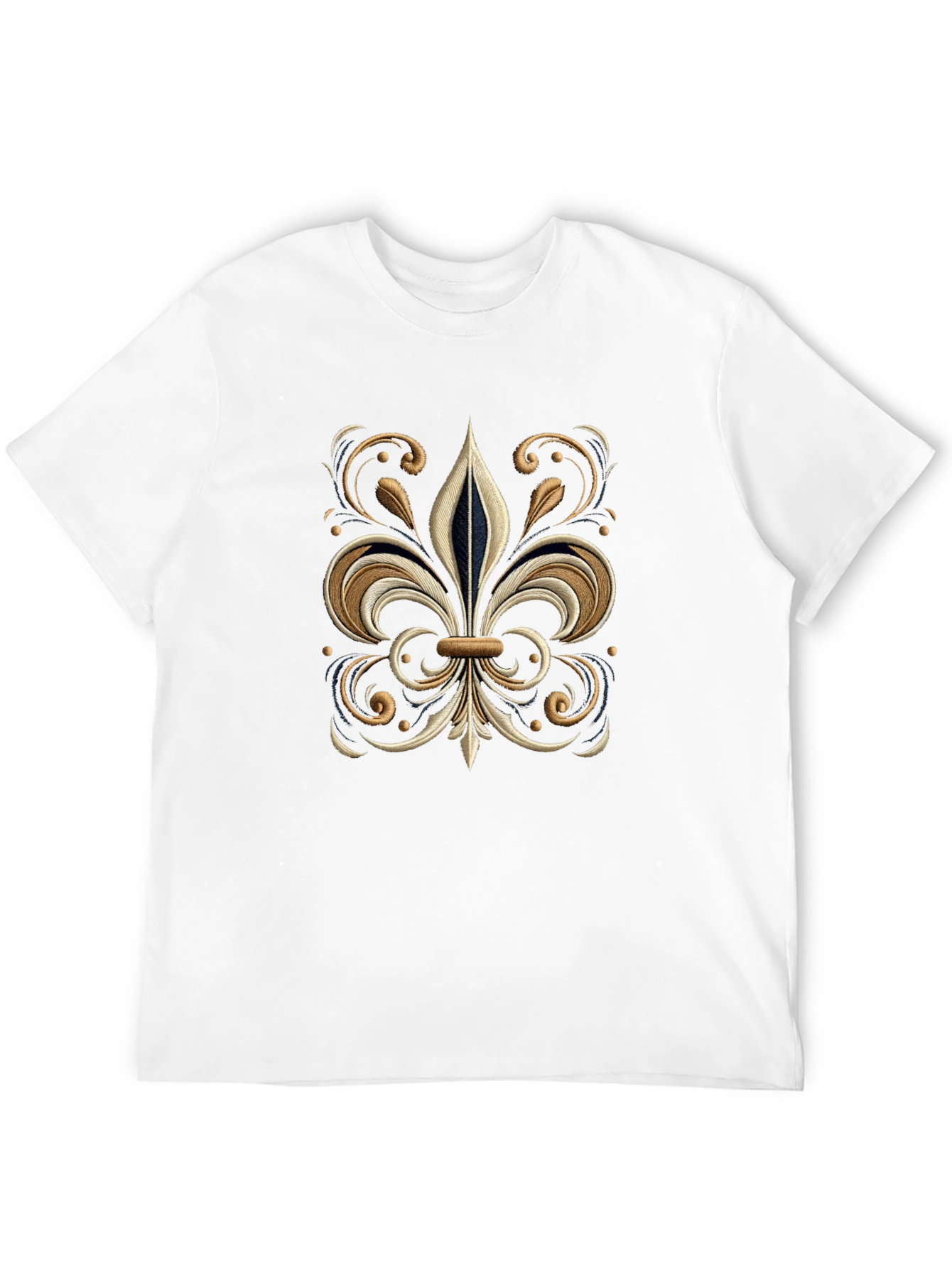 Embroidered Fleur-de-Lis Black T-Shirt