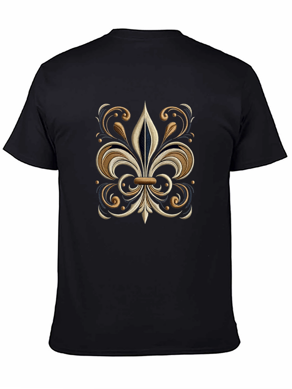 Embroidered Fleur-de-Lis Black T-Shirt
