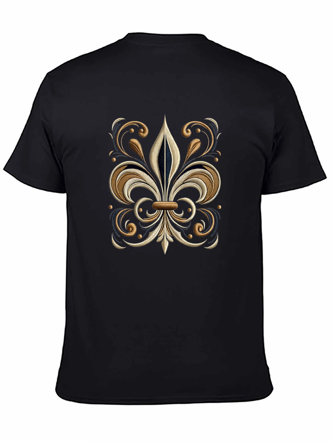 Embroidered Fleur-de-Lis Black T-Shirt