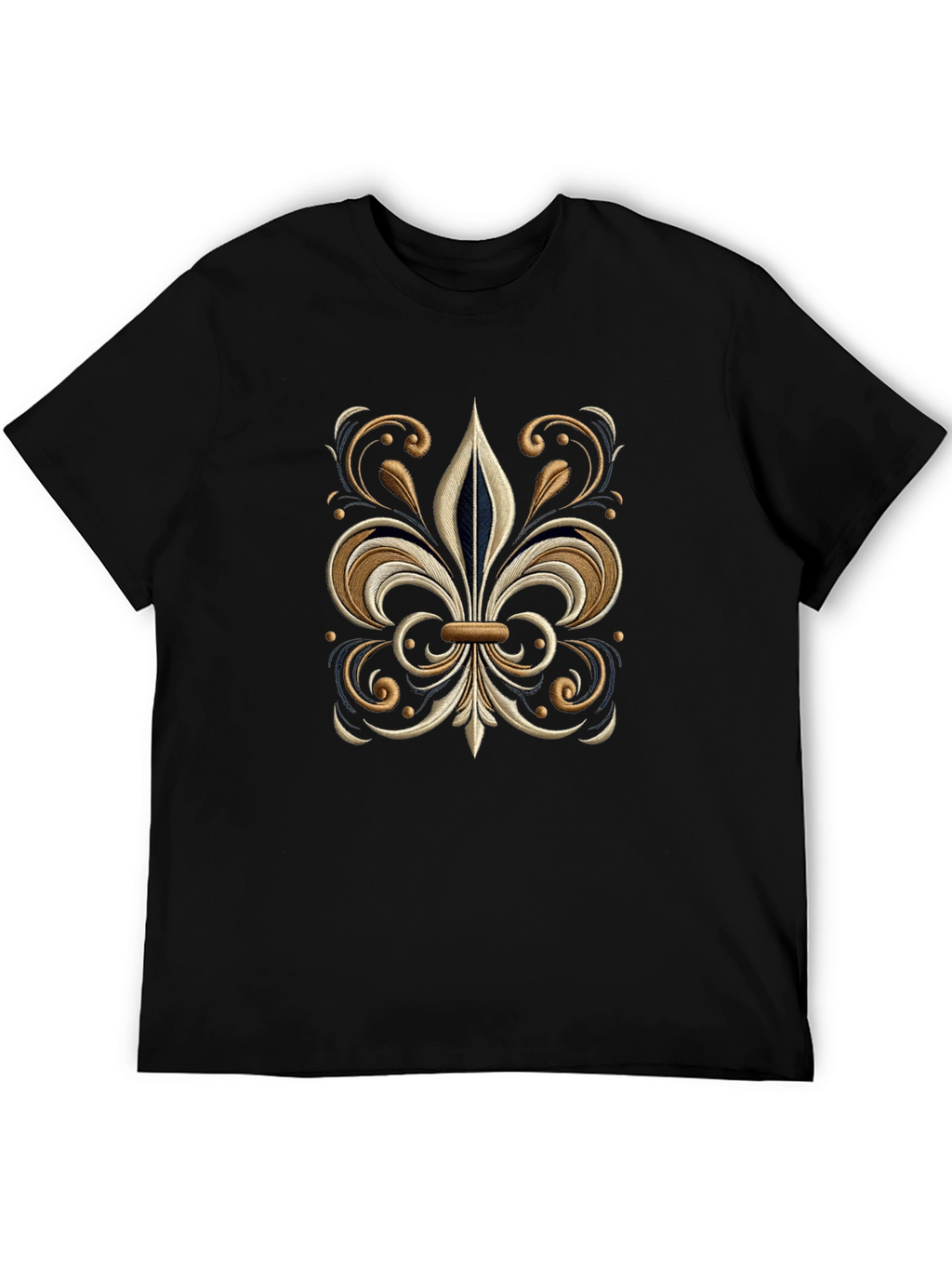 Embroidered Fleur-de-Lis Black T-Shirt