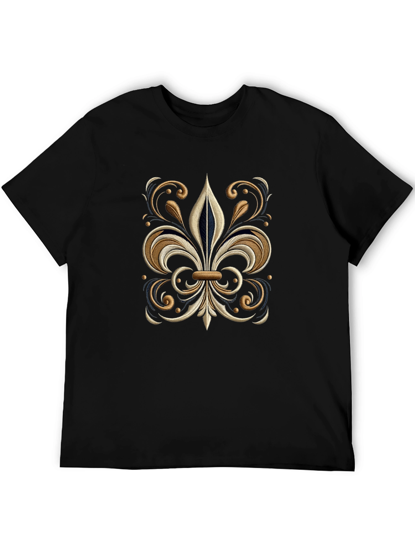 Embroidered Fleur-de-Lis Black T-Shirt