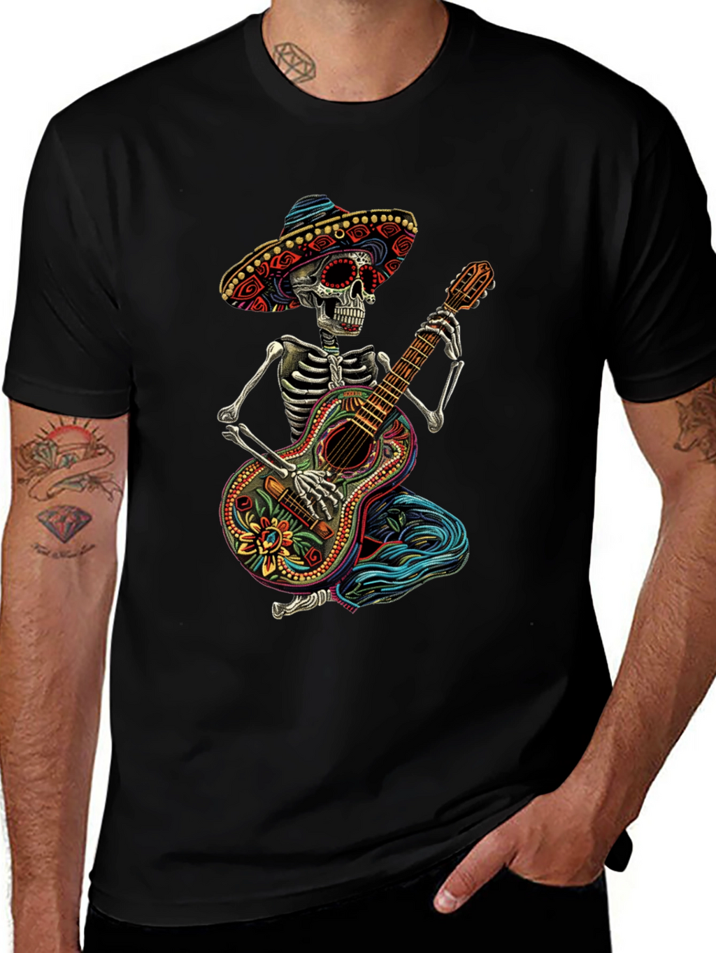 Day of the Dead Skeleton Guitar T-Shirt