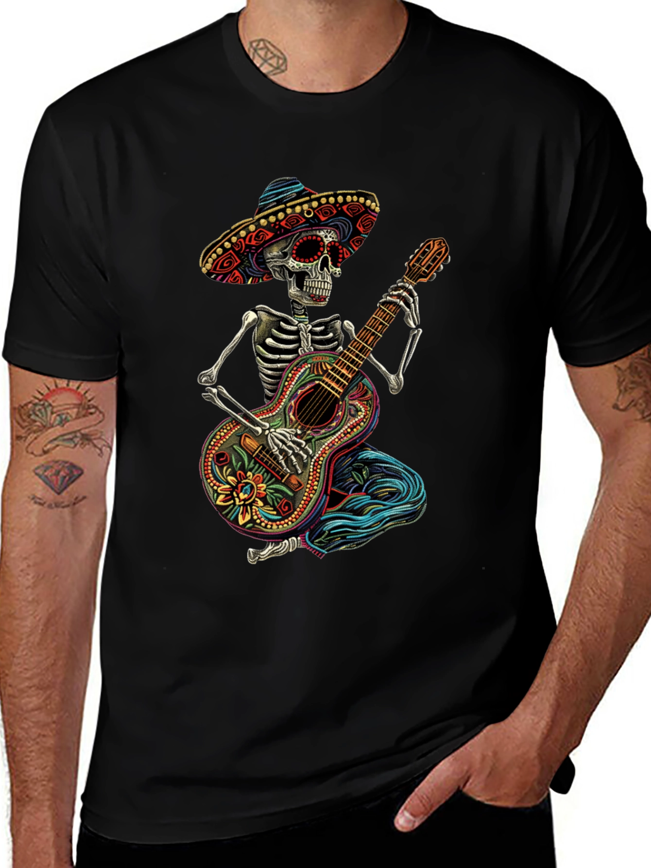 Day of the Dead Skeleton Guitar T-Shirt
