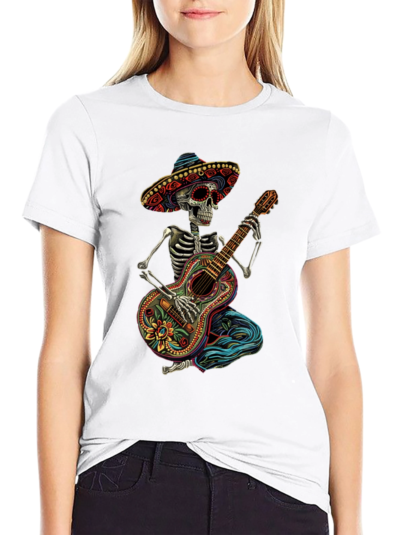 Day of the Dead Skeleton Guitar T-Shirt