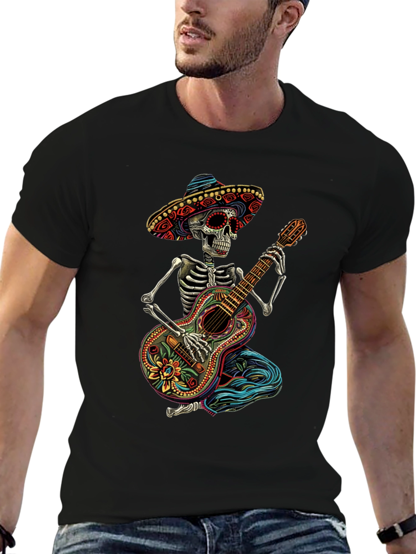 Day of the Dead Skeleton Guitar T-Shirt