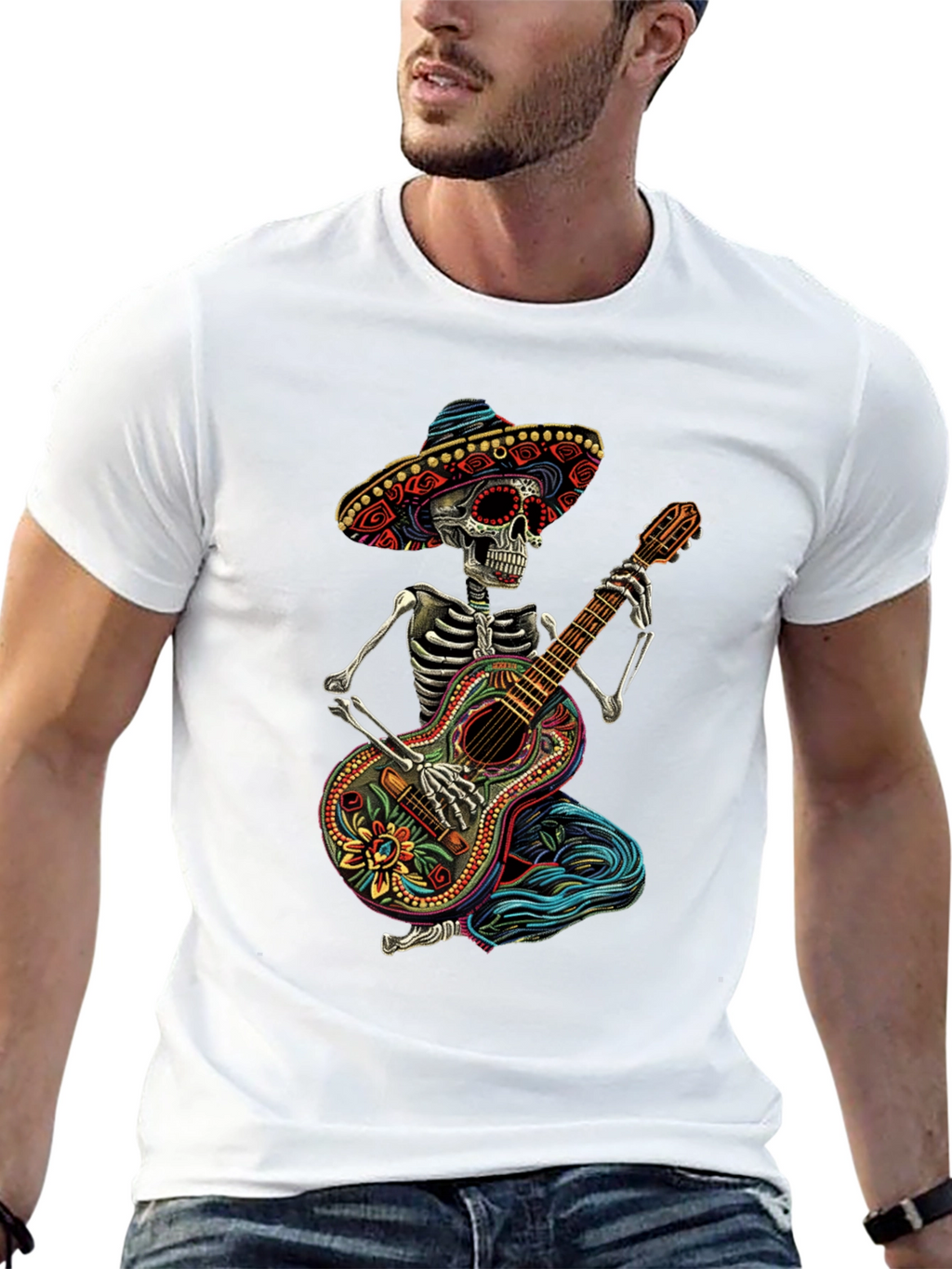 Day of the Dead Skeleton Guitar T-Shirt