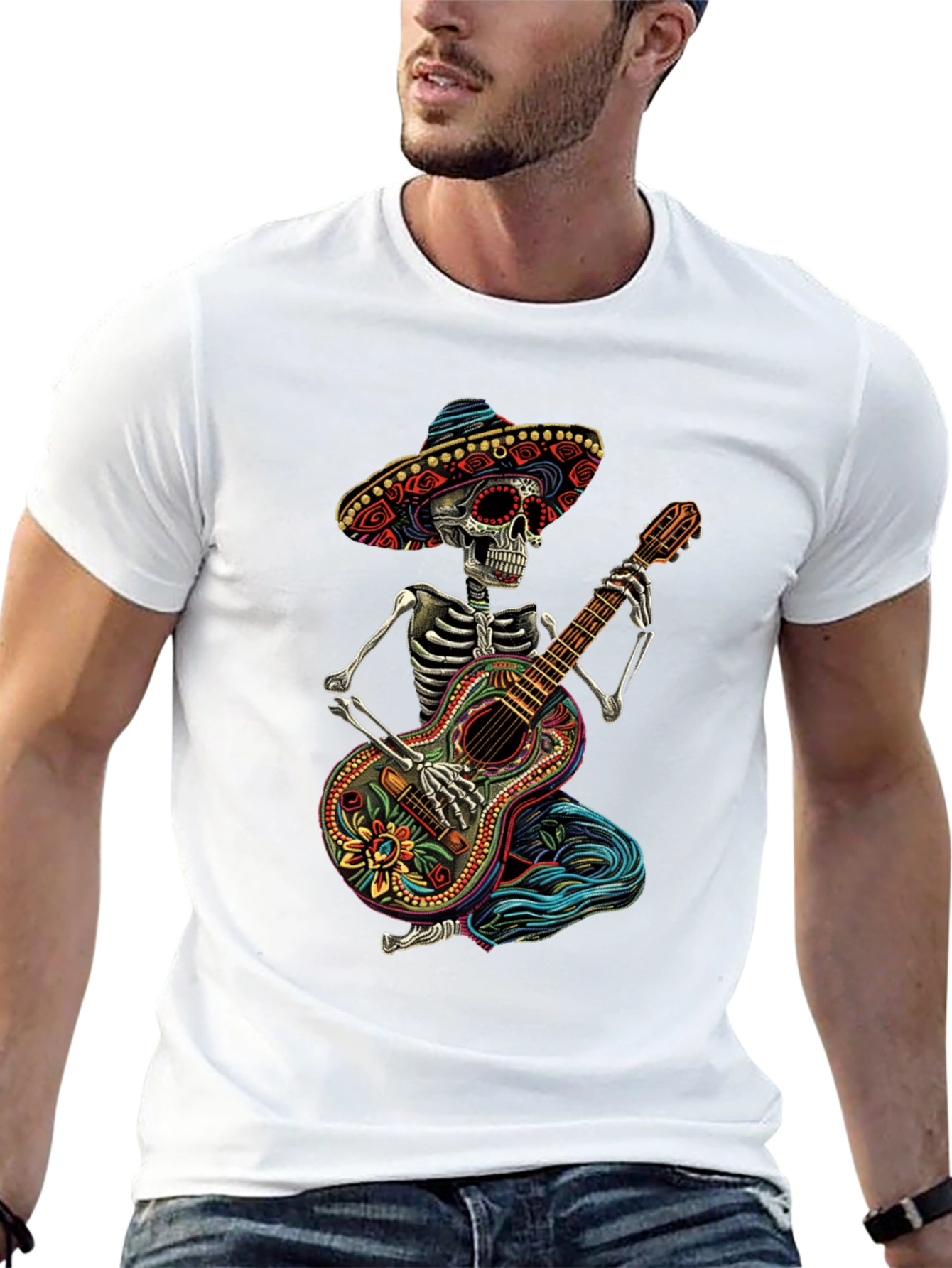Day of the Dead Skeleton Guitar T-Shirt