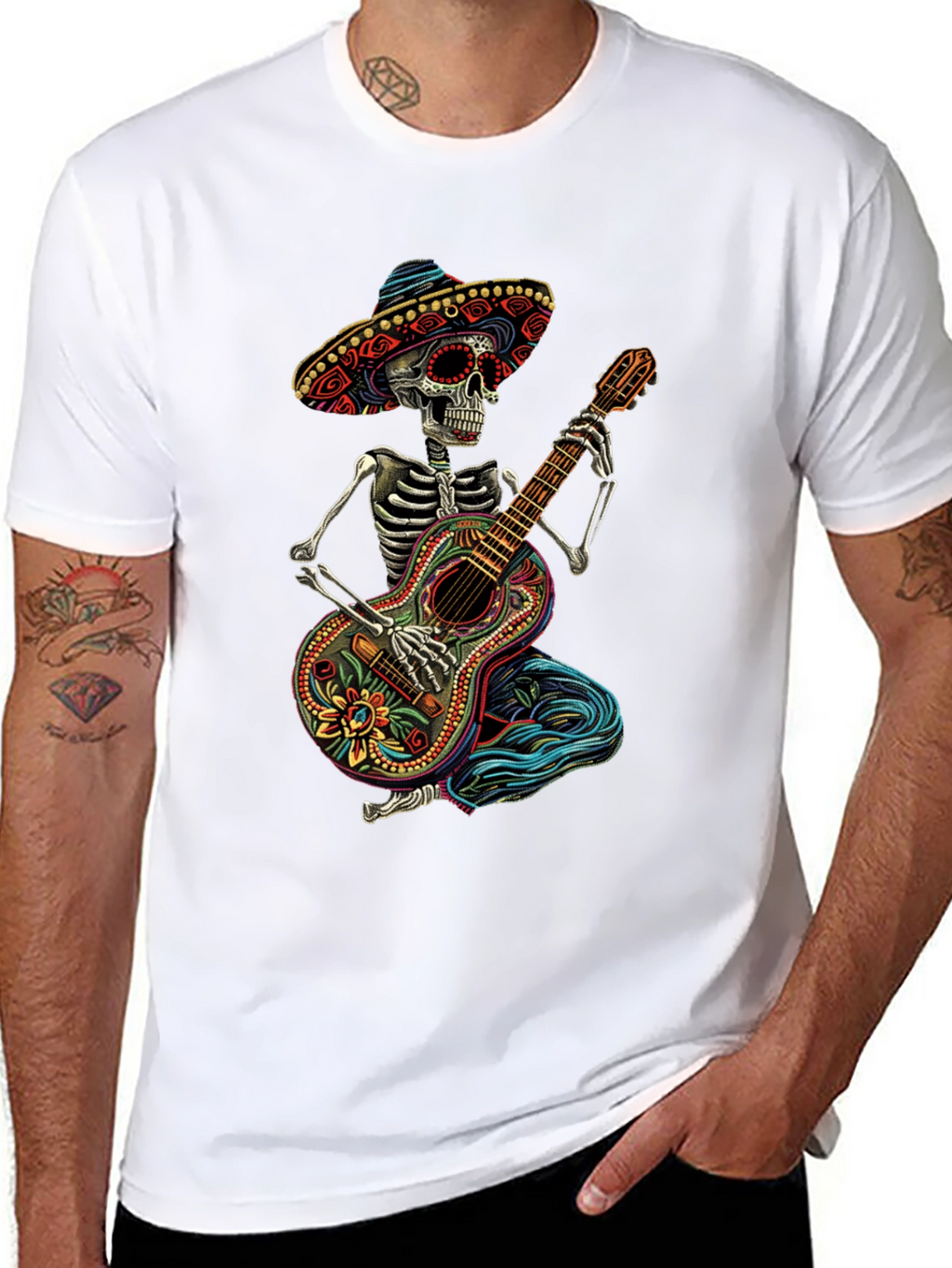 Day of the Dead Skeleton Guitar T-Shirt