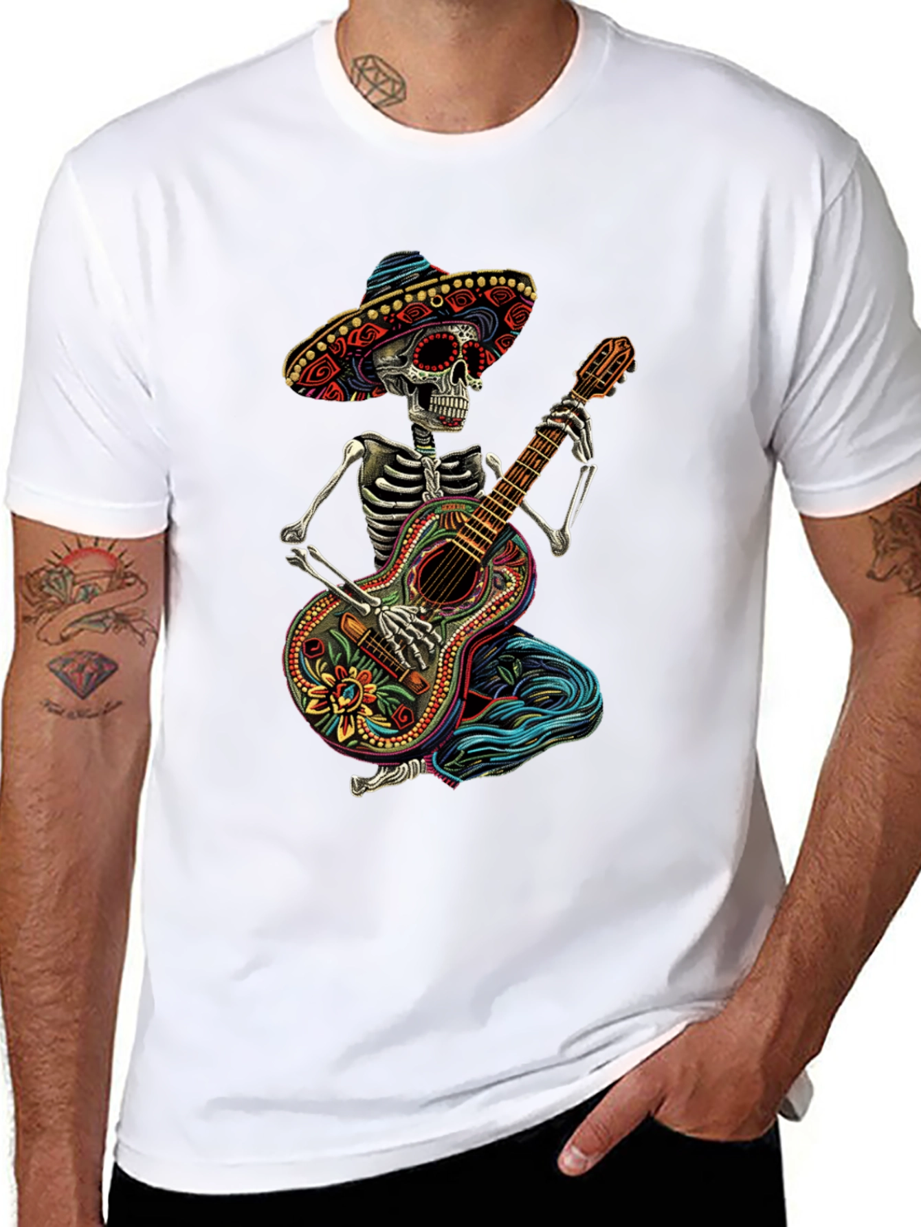 Day of the Dead Skeleton Guitar T-Shirt