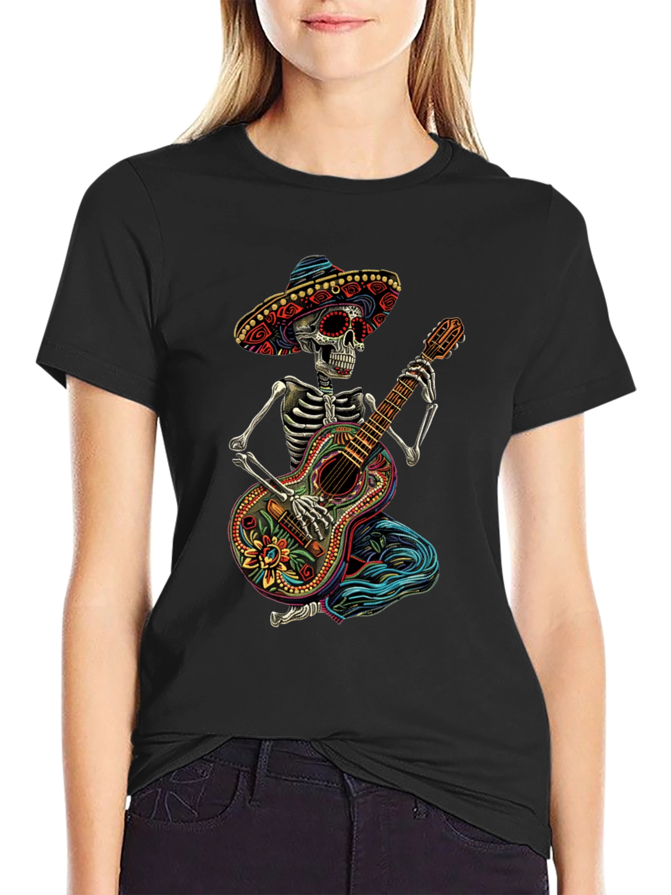 Day of the Dead Skeleton Guitar T-Shirt