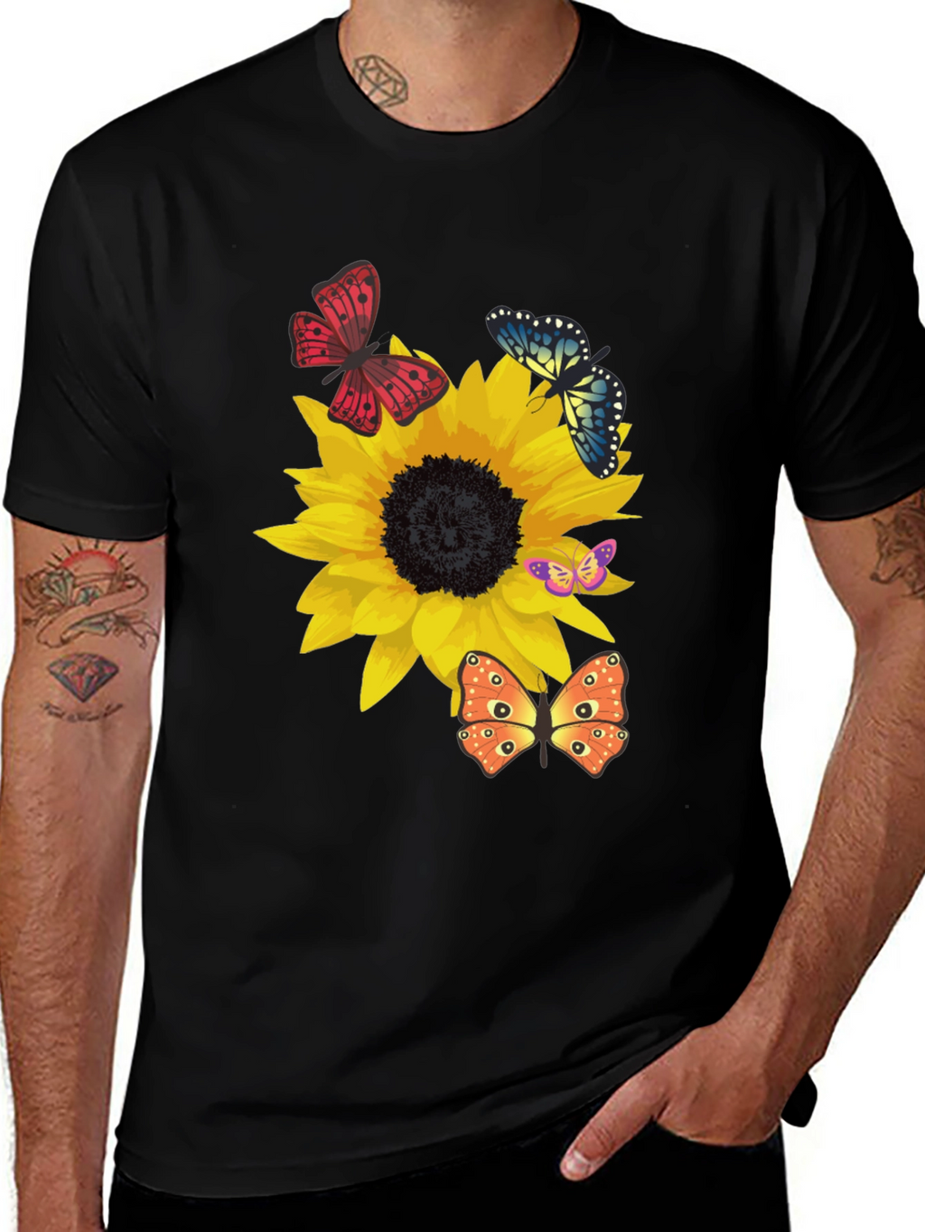 Sunflower & Butterfly Graphic Tee