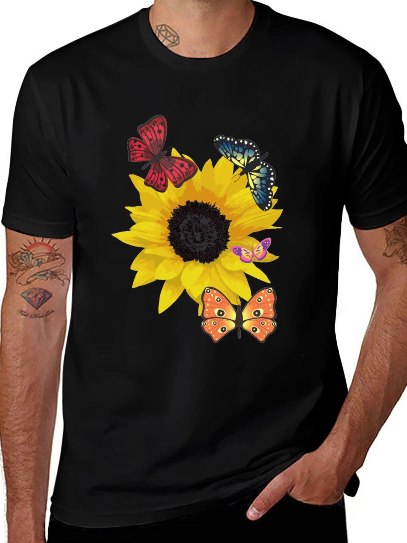 Sunflower & Butterfly Graphic Tee